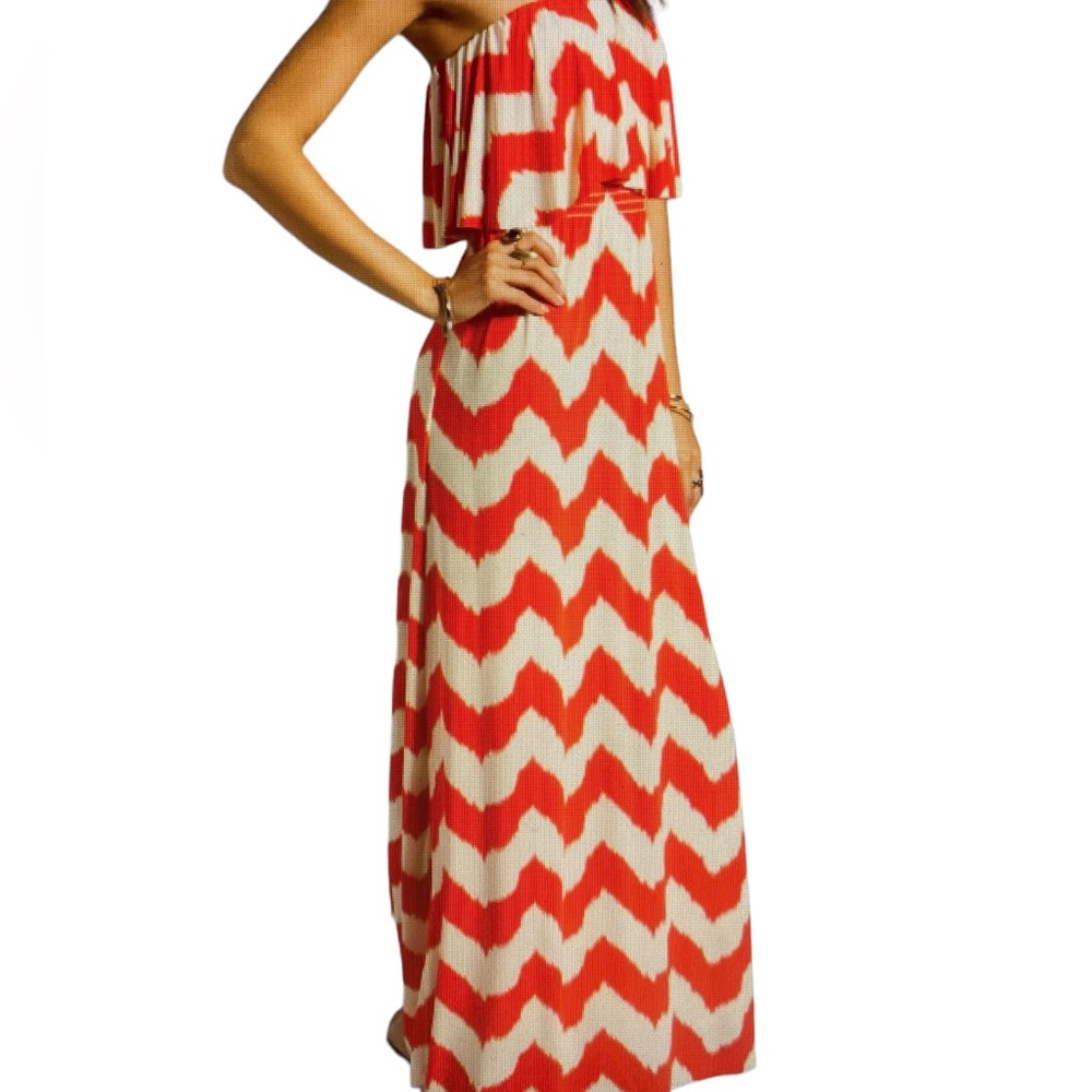 T-Bags Los Angeles for Revolve Off The Shoulder Zig Zag Maxi Dress Size S